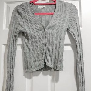 American Eagle Grey Knit Cropped Sweater